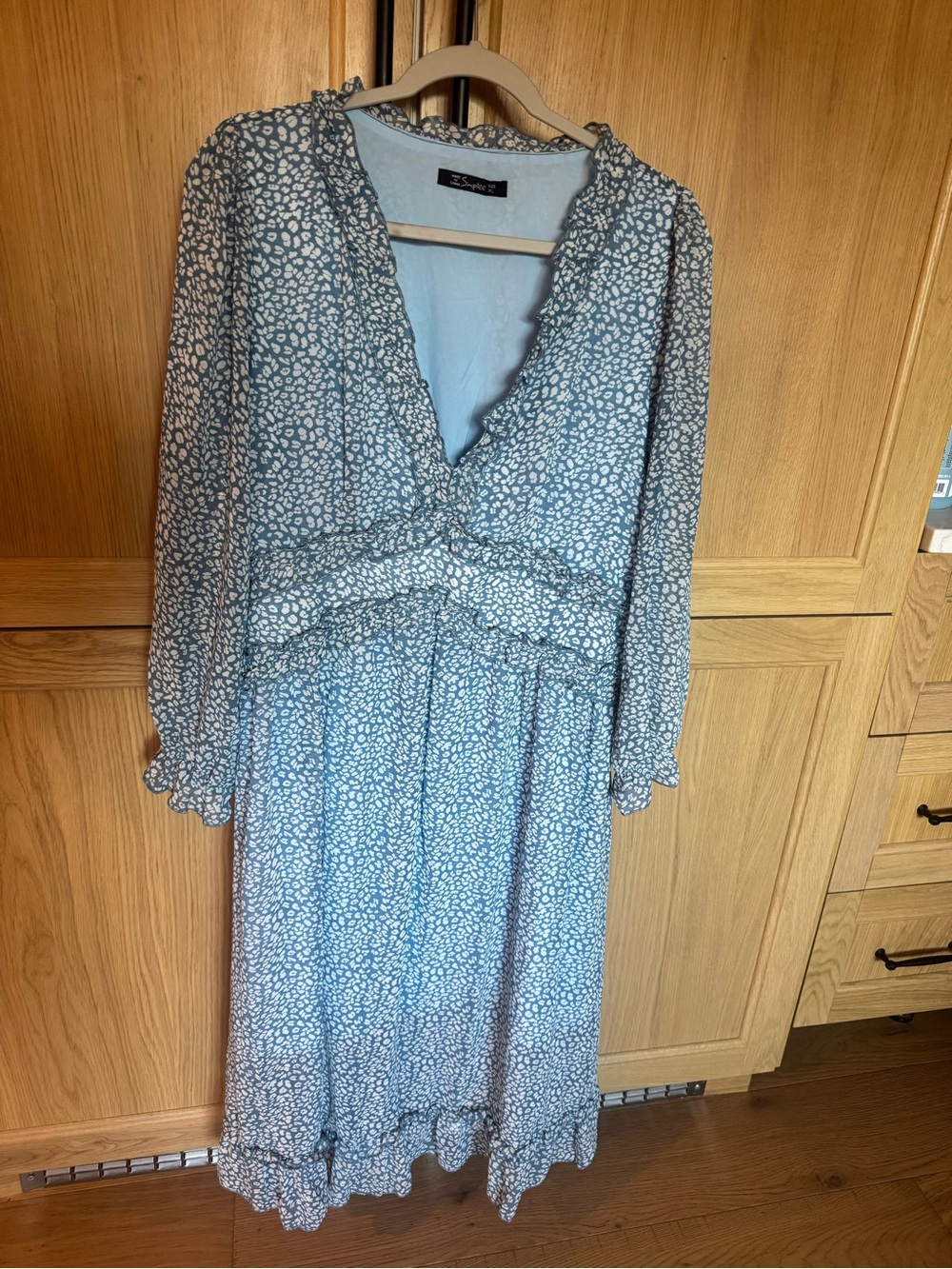 Light Blue animal print V-Neck Dress by simplee xl